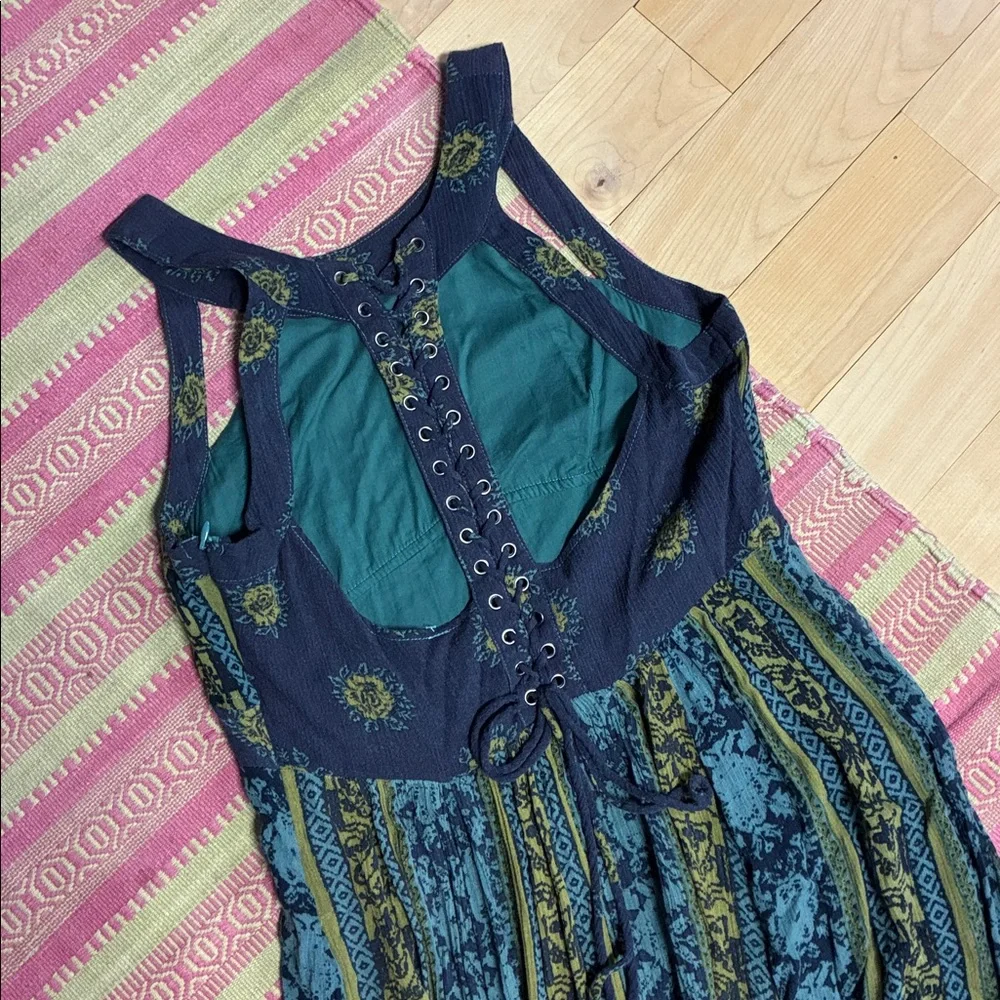Free People Bohi Maxi Dress in Teal & Navy